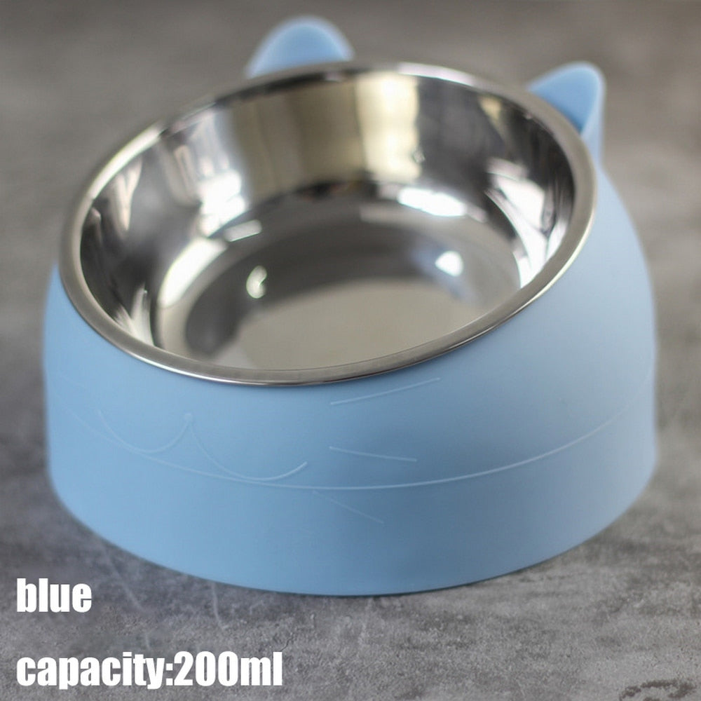 Raised Angled Stainless Steel Cat Bowl